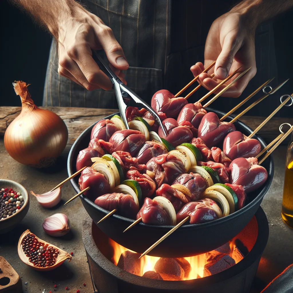 Como Fazer um Delicioso Espetinho de Coração de Galinha na Brasa